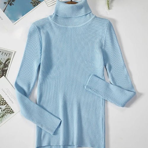 Suéter de cuello alto de otoño para mujer, suéteres de punto suaves, jerséis de cachemira