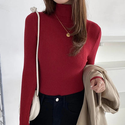 Suéter de cuello alto de otoño para mujer, suéteres de punto suaves, jerséis de cachemira 