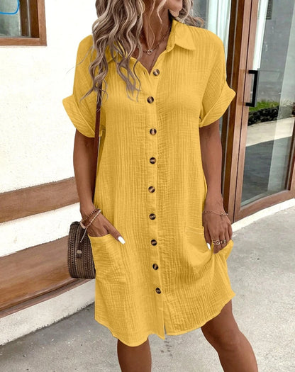 Vestido mini vintage liso para mujer, moda de verano, escote en V, tres cuartos 