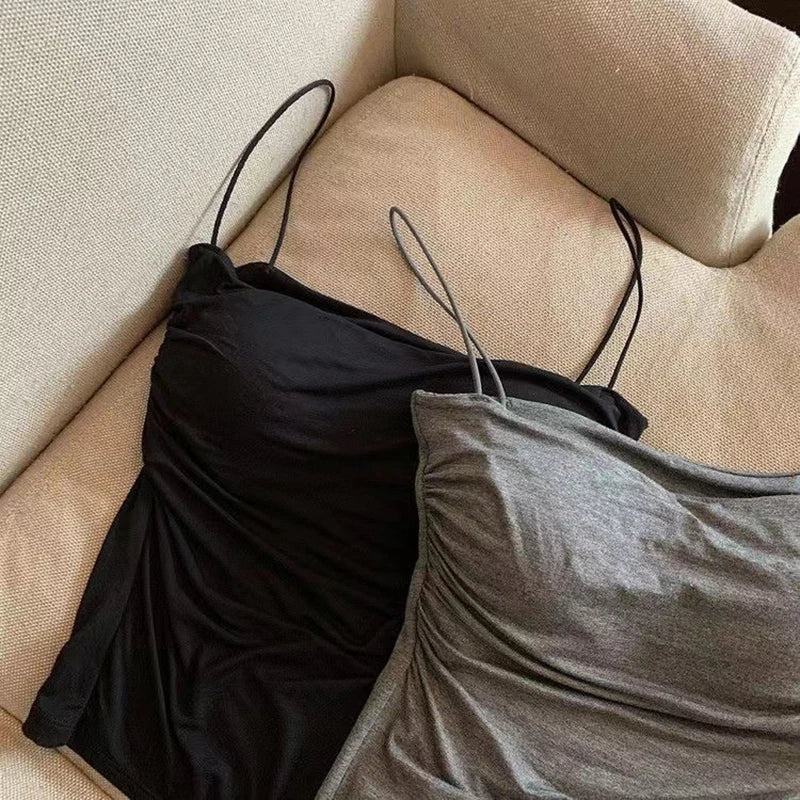 Nuevo top halter de verano para mujer, estilo coreano, tendencia de moda, incorporado 
