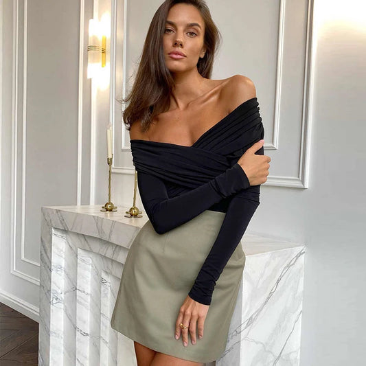 Body negro de otoño para mujer, sexy, sin espalda, sólido, corsé ajustado, moda 