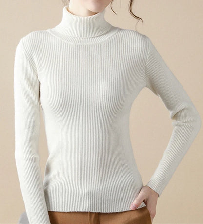 Suéter de cuello alto de otoño para mujer, suéteres de punto suaves, jerséis de cachemira 