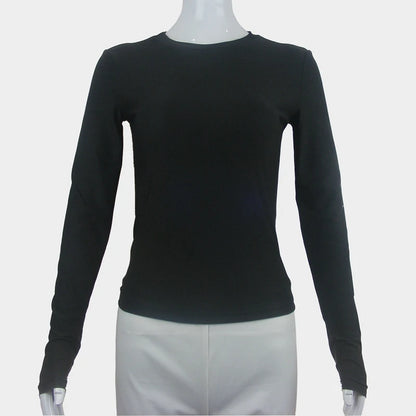Ropa de mujer Camiseta de manga larga Tops ajustados Camiseta de punto de cuello redondo para mujer 
