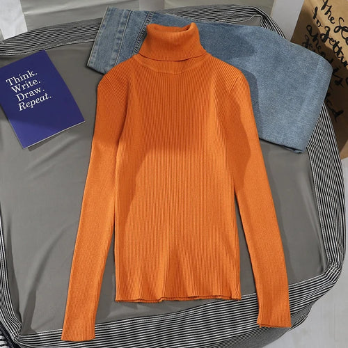 Suéter de cuello alto de otoño para mujer, suéteres de punto suaves, jerséis de cachemira 