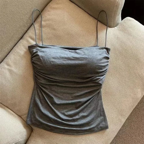 Nuevo top halter de verano para mujer, estilo coreano, tendencia de moda, incorporado 