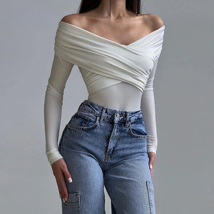 Body negro de otoño para mujer, sexy, sin espalda, sólido, corsé ajustado, moda 