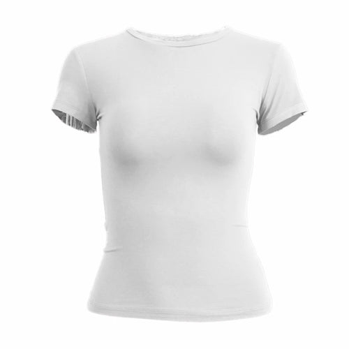 Ropa para mujer Camiseta de manga corta Camiseta ajustada Cuello redondo para mujer 