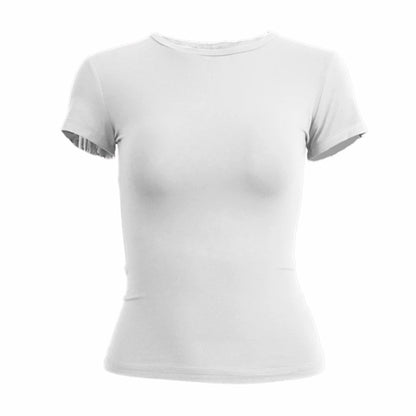 Ropa para mujer Camiseta de manga corta Camiseta ajustada Cuello redondo para mujer 