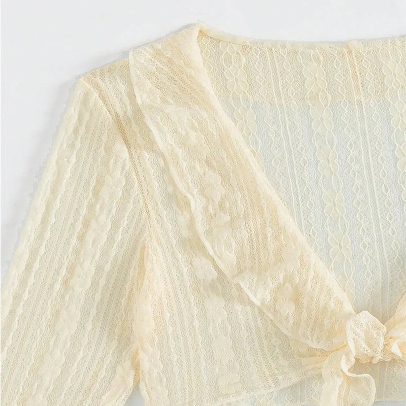 Traje de baño sexy de cuatro piezas de manga larga para verano 2025 