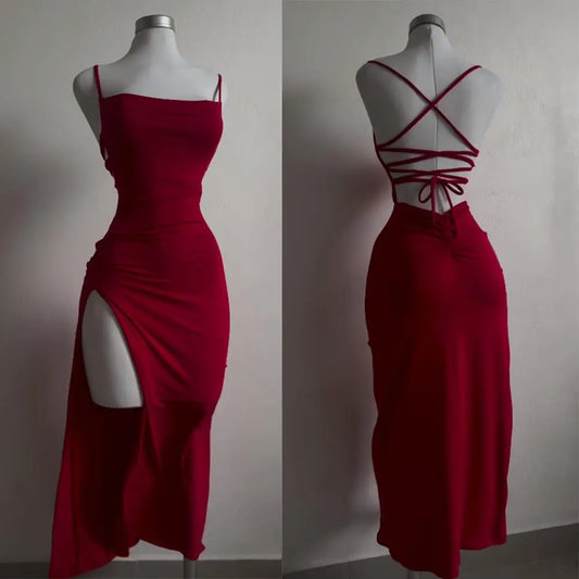 Vestido de verano explosivo nuevo 2024 con tirantes halter de alta sensibilidad Spice 
