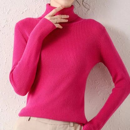 Suéter de cuello alto de otoño para mujer, suéteres de punto suaves, jerséis de cachemira 