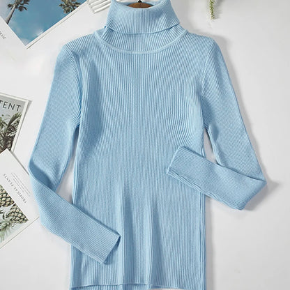 Suéter de cuello alto de otoño para mujer, suéteres de punto suaves, jerséis de cachemira 