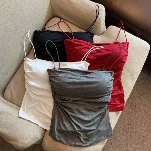 Nuevo top halter de verano para mujer, estilo coreano, tendencia de moda, incorporado 