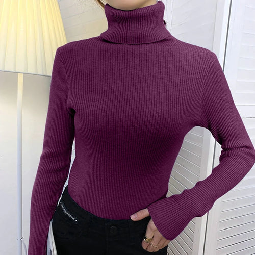 Suéter de cuello alto de otoño para mujer, suéteres de punto suaves, jerséis de cachemira 