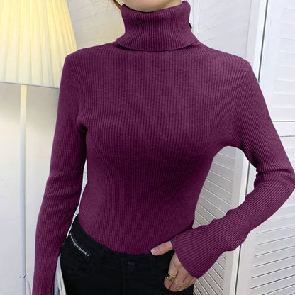 Suéter de cuello alto de otoño para mujer, suéteres de punto suaves, jerséis de cachemira 