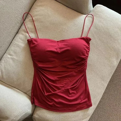 Nuevo top halter de verano para mujer, estilo coreano, tendencia de moda, incorporado 