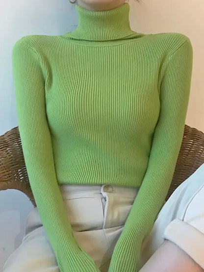 Suéter de cuello alto de otoño para mujer, suéteres de punto suaves, jerséis de cachemira 