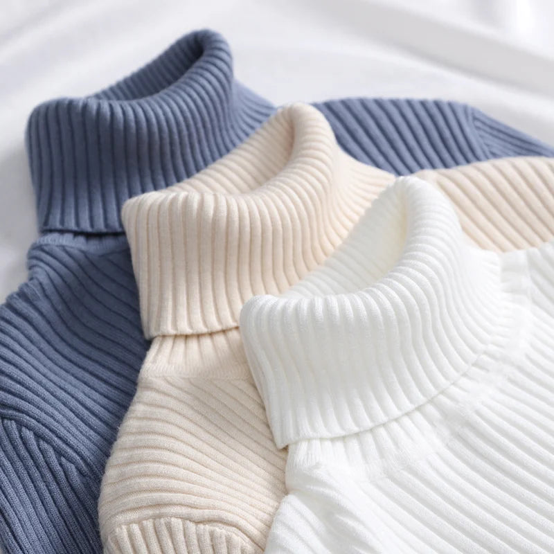 Suéter de cuello alto de otoño para mujer, suéteres de punto suaves, jerséis de cachemira 