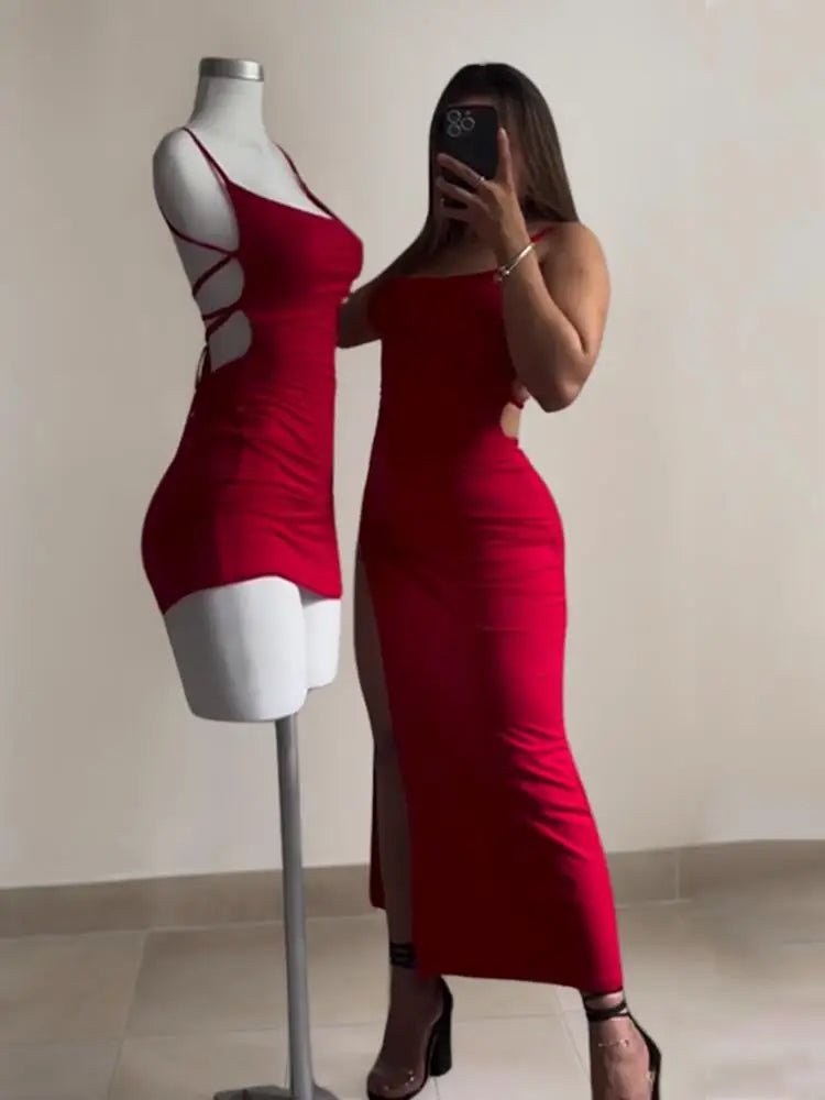 Vestido de verano explosivo nuevo 2024 con tirantes halter de alta sensibilidad Spice 