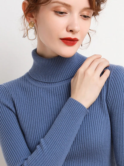 Suéter de cuello alto de otoño para mujer, suéteres de punto suaves, jerséis de cachemira 