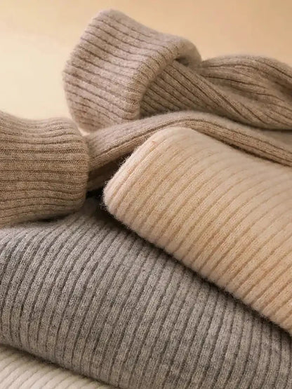 Suéter de cuello alto de otoño para mujer, suéteres de punto suaves, jerséis de cachemira 