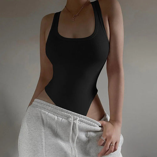 Body de punto sin mangas, sexy, de verano, con escote halter y hombros descubiertos 