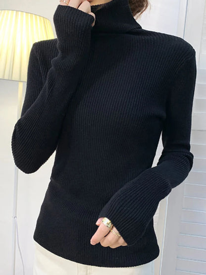Suéter de cuello alto de otoño para mujer, suéteres de punto suaves, jerséis de cachemira 