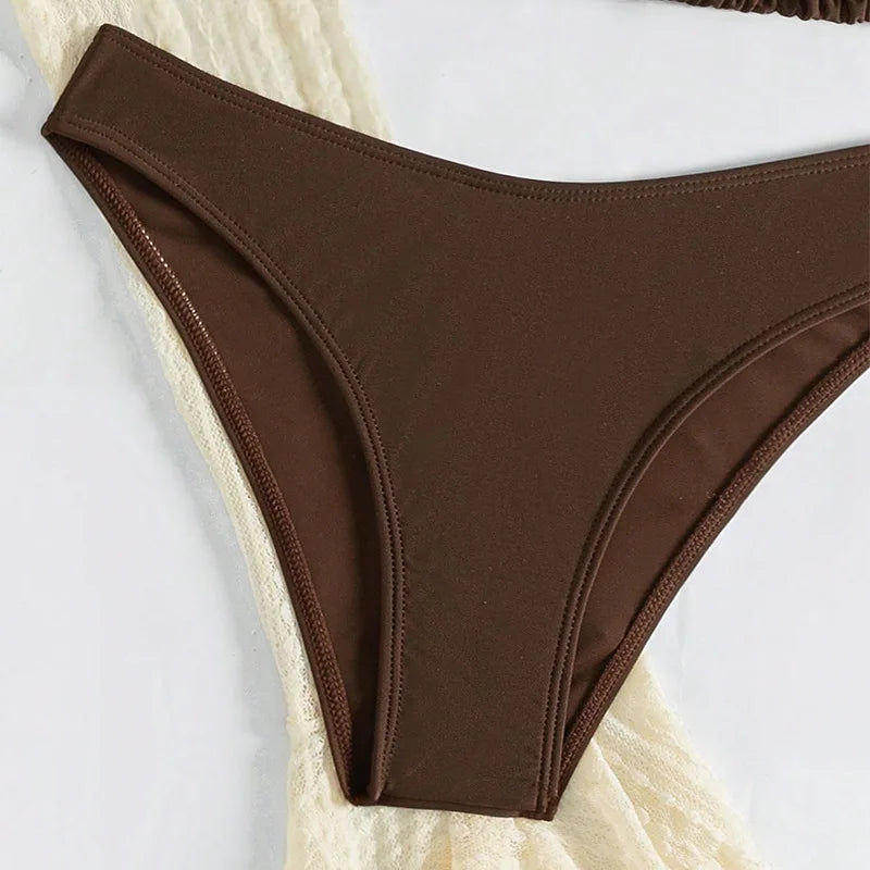 Traje de baño sexy de cuatro piezas de manga larga para verano 2025 
