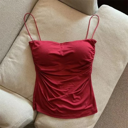 Nuevo top halter de verano para mujer, estilo coreano, tendencia de moda, incorporado 